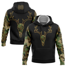 Load image into Gallery viewer, Custom Stitched Black Cmao-Old Gold 3D Deer Hunting Sports Pullover Sweatshirt Hoodie
