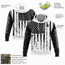 Load image into Gallery viewer, Custom Stitched Black White 3D American Flag And Hunting Tools Sports Pullover Sweatshirt Hoodie
