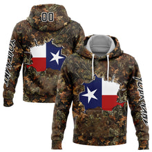 Load image into Gallery viewer, Custom Stitched Camo Black-White 3D Texas Flag And Hunting Sports Pullover Sweatshirt Hoodie
