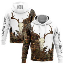 Load image into Gallery viewer, Custom Stitched White Black-Camo 3D Deer Skull Hunting Sports Pullover Sweatshirt Hoodie
