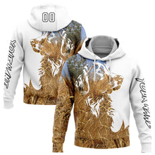 Load image into Gallery viewer, Custom Stitched White Black 3D Dog Hunting Sports Pullover Sweatshirt Hoodie
