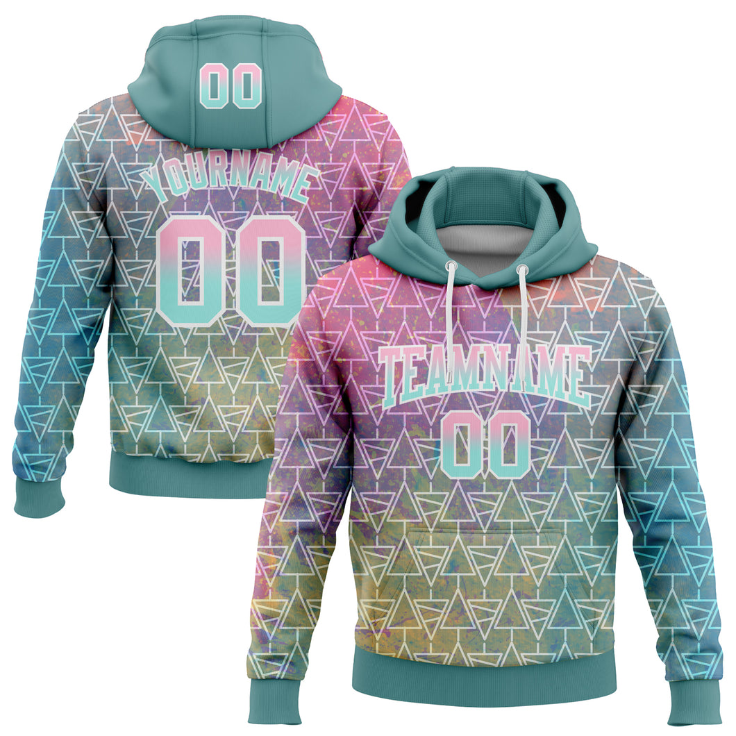 Custom Stitched Shadow Blue Light Pink-Ice Blue Fade 3D Pattern Design Geometric Triangle Shapes Sports Pullover Sweatshirt Hoodie