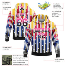 Load image into Gallery viewer, Custom Stitched White Pink-Black Fade 3D Pattern Design Colorful Stripes Shapes Sports Pullover Sweatshirt Hoodie
