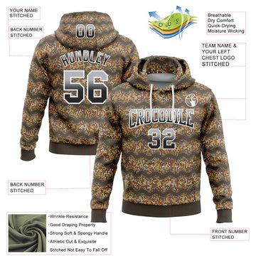 Custom Stitched Brown Gray-Black Fade 3D Pattern Design Colorful Circle Shapes Sports Pullover Sweatshirt Hoodie