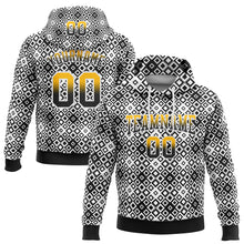 Load image into Gallery viewer, Custom Stitched White Gold-Black Fade 3D Pattern Design Geometric Square Shapes Sports Pullover Sweatshirt Hoodie
