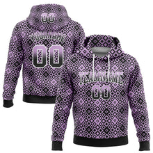 Load image into Gallery viewer, Custom Stitched Light Purple Black-White Fade 3D Pattern Design Geometric Square Shapes Sports Pullover Sweatshirt Hoodie
