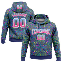 Load image into Gallery viewer, Custom Stitched Royal Light Blue-Pink Fade 3D Pattern Design Geometric Fractal Shapes Sports Pullover Sweatshirt Hoodie
