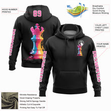 Load image into Gallery viewer, Custom Stitched Black Pink-White 3D Watercolor Chess Piece International Chess Day Sports Pullover Sweatshirt Hoodie
