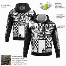 Load image into Gallery viewer, Custom Stitched Black White 3D Chess International Chess Day Sports Pullover Sweatshirt Hoodie
