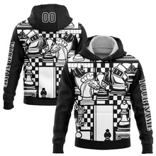 Load image into Gallery viewer, Custom Stitched Black White 3D Chess International Chess Day Sports Pullover Sweatshirt Hoodie
