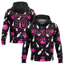 Load image into Gallery viewer, Custom Stitched Black Pink 3D Bowling Sports Pullover Sweatshirt Hoodie
