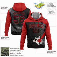 Load image into Gallery viewer, Custom Stitched Black Red 3D Bowling Sports Pullover Sweatshirt Hoodie
