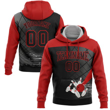 Load image into Gallery viewer, Custom Stitched Black Red 3D Bowling Sports Pullover Sweatshirt Hoodie
