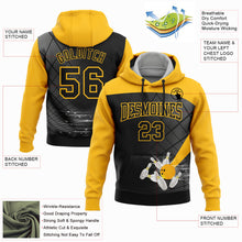 Load image into Gallery viewer, Custom Stitched Black Gold 3D Bowling Sports Pullover Sweatshirt Hoodie
