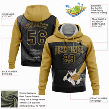 Load image into Gallery viewer, Custom Stitched Black Old Gold 3D Bowling Sports Pullover Sweatshirt Hoodie
