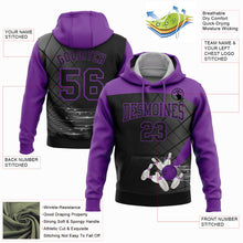 Load image into Gallery viewer, Custom Stitched Black Purple 3D Bowling Sports Pullover Sweatshirt Hoodie
