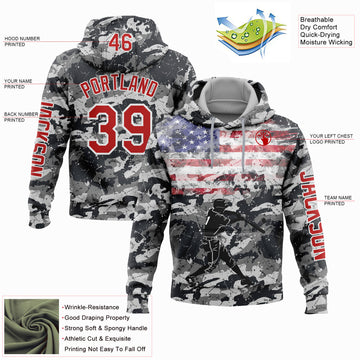 Custom Stitched Camo Red-White 3D USA Flag Sports Pullover Sweatshirt Salute To Service Hoodie