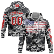 Load image into Gallery viewer, Custom Stitched Camo Red-White 3D USA Flag Sports Pullover Sweatshirt Salute To Service Hoodie
