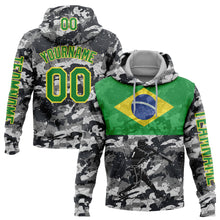 Load image into Gallery viewer, Custom Stitched Camo Grass Green-Yellow 3D Brasil Brazilian Flag Sports Pullover Sweatshirt Salute To Service Hoodie
