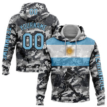 Load image into Gallery viewer, Custom Stitched Camo Light Blue-Black 3D Argentina Argentinian Flag Sports Pullover Sweatshirt Salute To Service Hoodie
