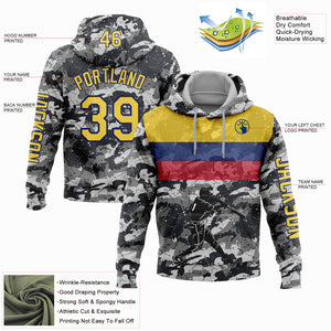 Custom Stitched Camo Yellow-US Navy Blue 3D Colombia Colombian Flag Sports Pullover Sweatshirt Salute To Service Hoodie