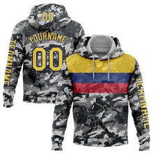 Load image into Gallery viewer, Custom Stitched Camo Yellow-US Navy Blue 3D Colombia Colombian Flag Sports Pullover Sweatshirt Salute To Service Hoodie
