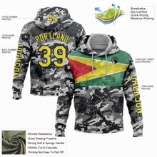 Load image into Gallery viewer, Custom Stitched Camo Light Yellow-Black 3D Guyana Flag Sports Pullover Sweatshirt Salute To Service Hoodie
