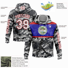 Load image into Gallery viewer, Custom Stitched Camo White-Red 3D Belize Belizean Flag Sports Pullover Sweatshirt Salute To Service Hoodie
