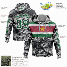 Load image into Gallery viewer, Custom Stitched Camo Kelly Green-White 3D Suriname Surinamese Flag Sports Pullover Sweatshirt Salute To Service Hoodie
