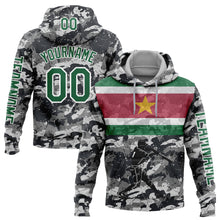 Load image into Gallery viewer, Custom Stitched Camo Kelly Green-White 3D Suriname Surinamese Flag Sports Pullover Sweatshirt Salute To Service Hoodie
