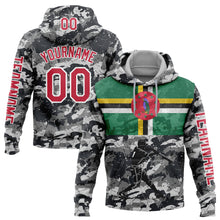 Load image into Gallery viewer, Custom Stitched Camo Red-White 3D Dominica Dominican Flag Sports Pullover Sweatshirt Salute To Service Hoodie
