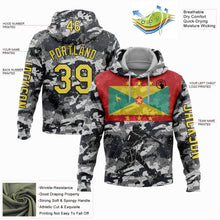 Load image into Gallery viewer, Custom Stitched Camo Yellow-Black 3D Grenada Grenadian Flag Sports Pullover Sweatshirt Salute To Service Hoodie
