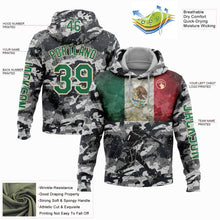 Load image into Gallery viewer, Custom Stitched Camo Kelly Green-Cream 3D Mexico Vintage Mexican Flag Sports Pullover Sweatshirt Salute To Service Hoodie
