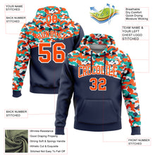 Load image into Gallery viewer, Custom Stitched Camo Orange Navy-Aqua 3D Sports Pullover Sweatshirt Salute To Service Hoodie
