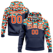 Load image into Gallery viewer, Custom Stitched Camo Orange Navy-Aqua 3D Sports Pullover Sweatshirt Salute To Service Hoodie
