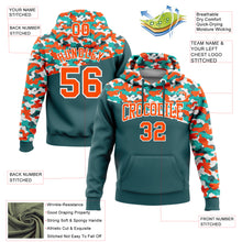 Load image into Gallery viewer, Custom Stitched Camo Orange Midnight Green-Aqua 3D Sports Pullover Sweatshirt Salute To Service Hoodie
