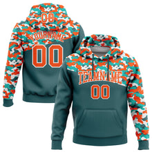 Load image into Gallery viewer, Custom Stitched Camo Orange Midnight Green-Aqua 3D Sports Pullover Sweatshirt Salute To Service Hoodie
