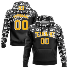 Load image into Gallery viewer, Custom Stitched Camo Gold Black-Steel Gray 3D Sports Pullover Sweatshirt Salute To Service Hoodie
