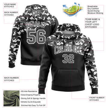 Custom Stitched Camo Steel Gray-Black 3D Sports Pullover Sweatshirt Salute To Service Hoodie