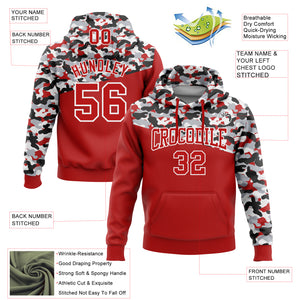 Custom Stitched Camo Red Black-Gray 3D Sports Pullover Sweatshirt Salute To Service Hoodie