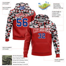 Load image into Gallery viewer, Custom Stitched Camo Royal Red Black-Gray 3D Sports Pullover Sweatshirt Salute To Service Hoodie
