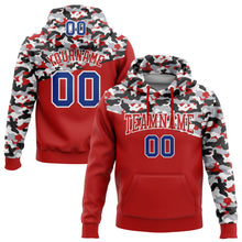 Load image into Gallery viewer, Custom Stitched Camo Royal Red Black-Gray 3D Sports Pullover Sweatshirt Salute To Service Hoodie
