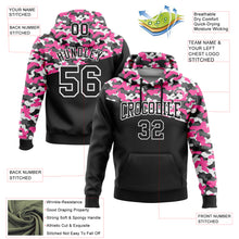 Load image into Gallery viewer, Custom Stitched Camo Black Pink-Steel Gray 3D Sports Pullover Sweatshirt Salute To Service Hoodie
