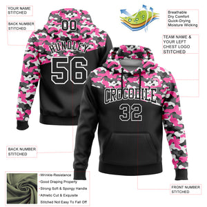 Custom Stitched Camo Black Pink-Steel Gray 3D Sports Pullover Sweatshirt Salute To Service Hoodie