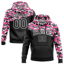 Load image into Gallery viewer, Custom Stitched Camo Black Pink-Steel Gray 3D Sports Pullover Sweatshirt Salute To Service Hoodie
