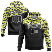 Load image into Gallery viewer, Custom Stitched Camo Black Neon Yellow-Steel Gray 3D Sports Pullover Sweatshirt Salute To Service Hoodie
