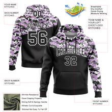 Load image into Gallery viewer, Custom Stitched Camo Black Light Purple-Steel Gray 3D Sports Pullover Sweatshirt Salute To Service Hoodie
