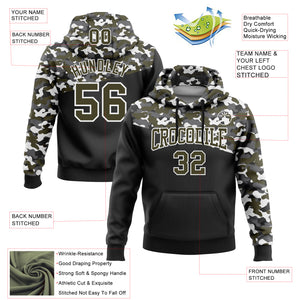 Custom Stitched Camo Olive Black-Steel Gray 3D Sports Pullover Sweatshirt Salute To Service Hoodie