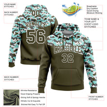 Load image into Gallery viewer, Custom Stitched Camo Olive Ice Blue-Steel Gray 3D Sports Pullover Sweatshirt Salute To Service Hoodie
