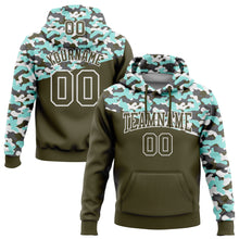 Load image into Gallery viewer, Custom Stitched Camo Olive Ice Blue-Steel Gray 3D Sports Pullover Sweatshirt Salute To Service Hoodie
